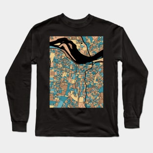 Louisville Map Pattern in Mid Century Pastel Long Sleeve T-Shirt